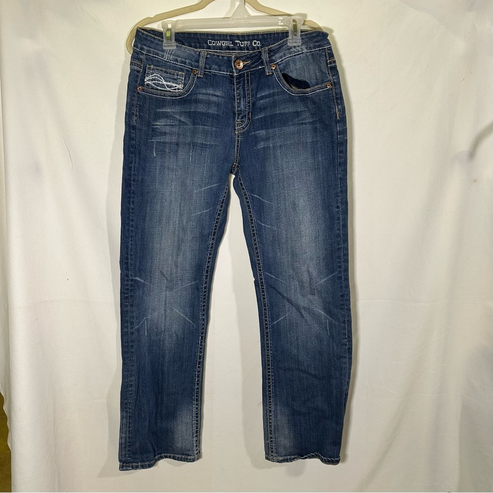 Cowgirl Tuff Co Jeans Barbed Wire Detail Western Boot Cut Women's size 8 33 x31